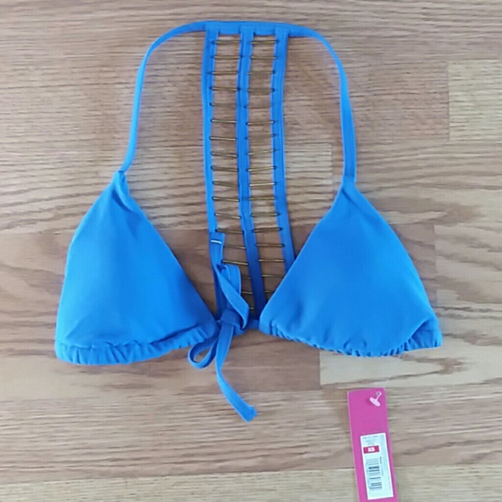 Bikini top nwt beaded back blue xs